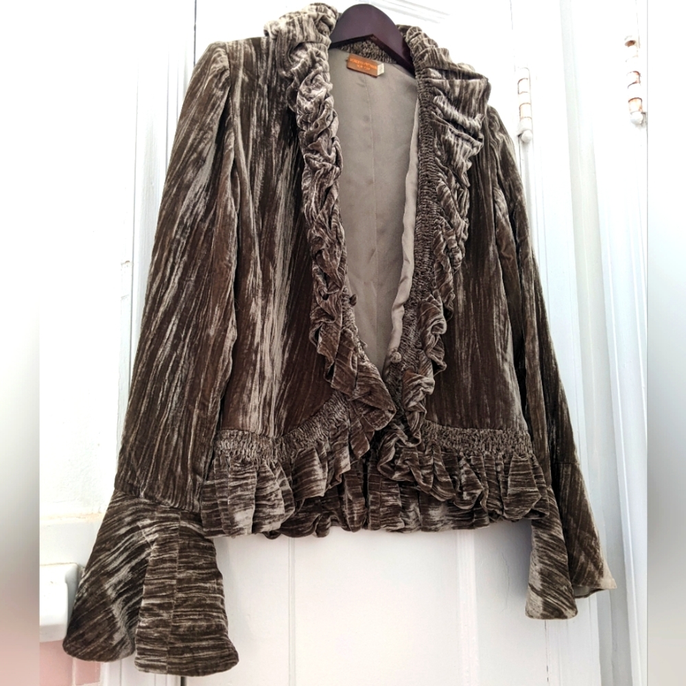 Silk Evening Jacket with Bell Sleeves by Roberta Freymann - Small